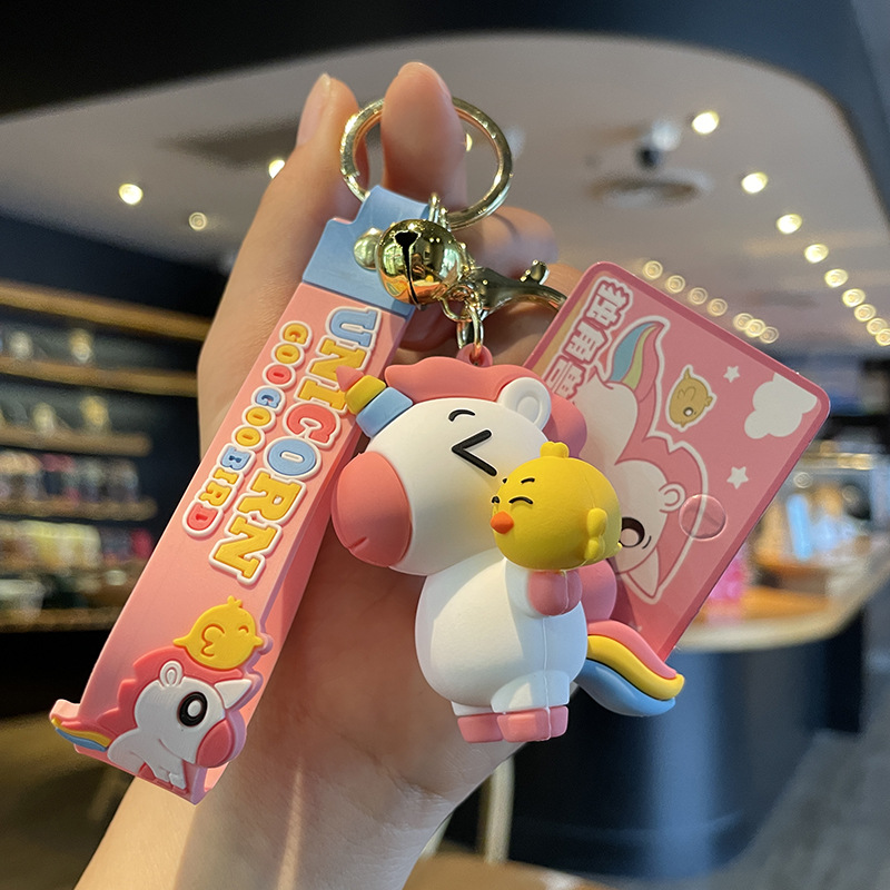 Genuine Unicorn and Chicken PVC Keychain Crane Machines Product Activity Gift Couple Cartoon Backpack Pendant