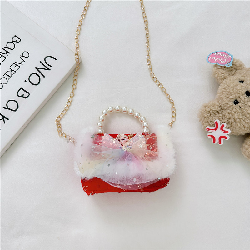 Children's New Year Bag Classic Style Pearl Tote Baby Cute Bow Chain Girl's Coin Purse Fashion