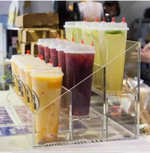 冷饮展示架奶茶店饮品鲜榨果汁架亚克力透明杯架吧台冰镇饮料陈列