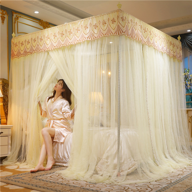 Wholesale Thickened and Densely Woven Mosquito Net Summer Palace-Style Household Dustproof Thickened Stainless Steel Stand Floor Mosquito Net Delivery