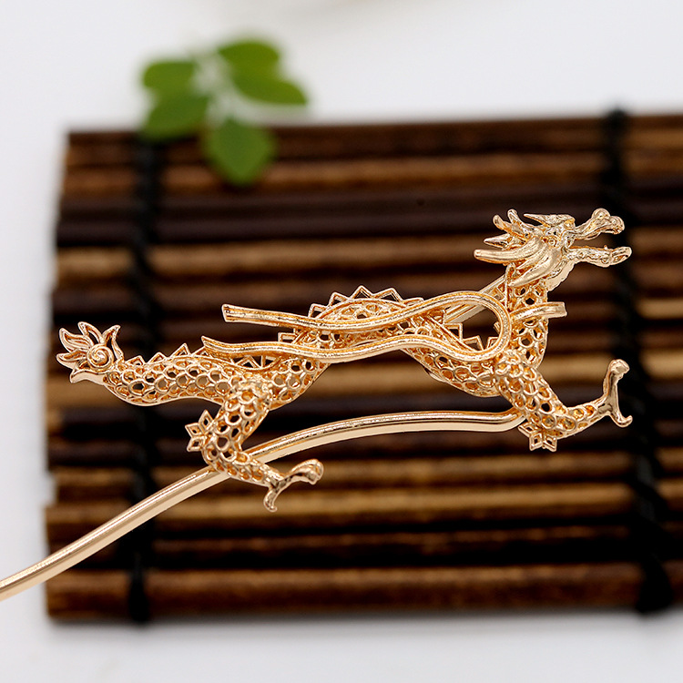 众兴新款精美镂空蕾丝发钗祥龙发簪 古风diy配件汉服头饰步摇发冠