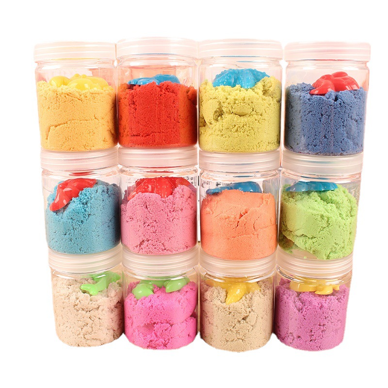 小圆筒动力太空彩沙 魔力彩沙 创意diy玩具沙 沙滩玩具厂家批发