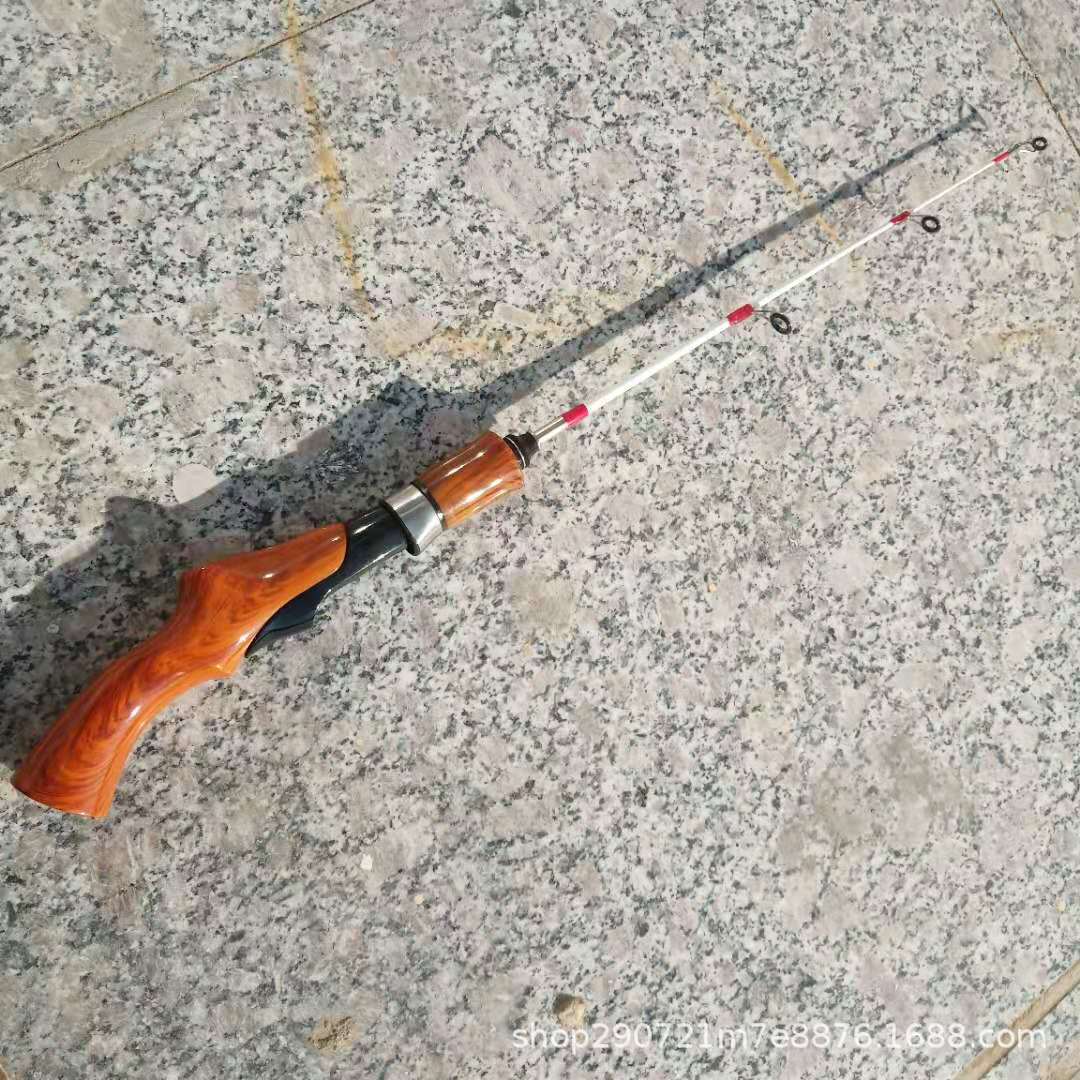 仿木冰钓竿套装大导环小海竿冰钓轮冰钓杆实心软稍冬钓竿冰钓鱼竿