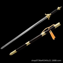 龙泉宝剑刀剑唐横刀一体式长剑兵器手工锻造花纹钢太极剑未开刃