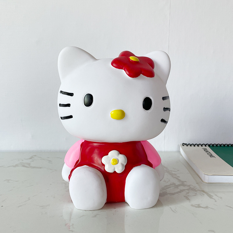 搪胶卡通kt猫存钱罐可存可取儿童储钱罐防摔娃娃批发家居摆件礼品