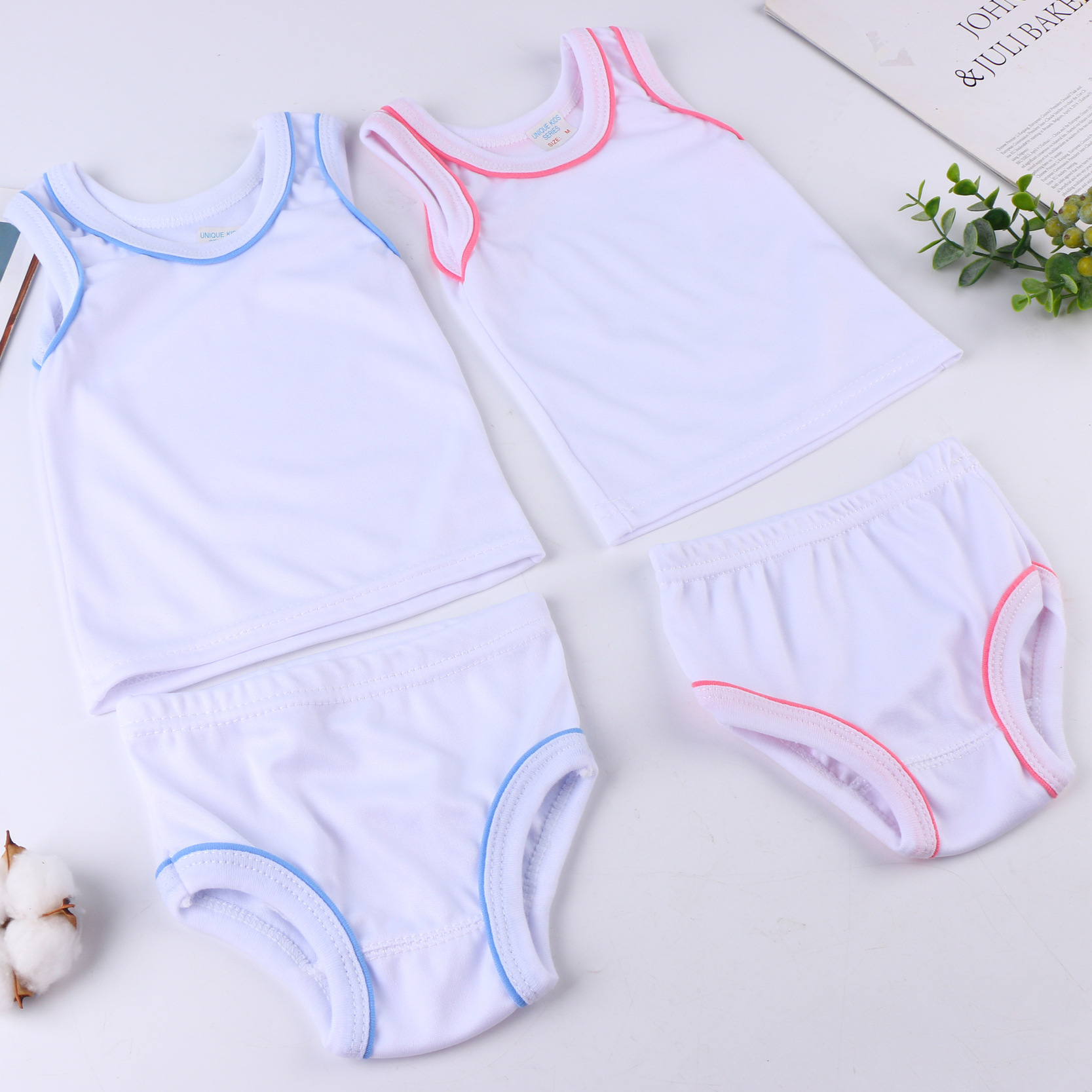 Summer Thin Men‘s Baby Romper Vest Shorts Set Baby Girl Pajamas Two-Piece Newborn Clothes
