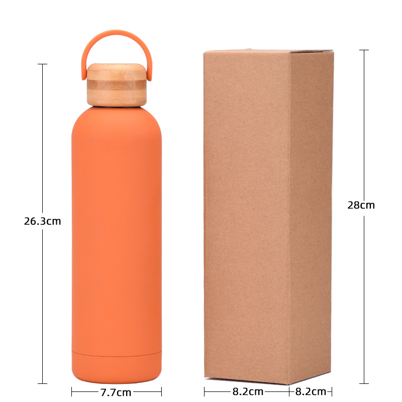 2023 New 750ml Vacuum Thermos Cup Portable Bamboo Cover Water Cup Sports Water Bottle Handle Outdoor Mountaineering Kettle