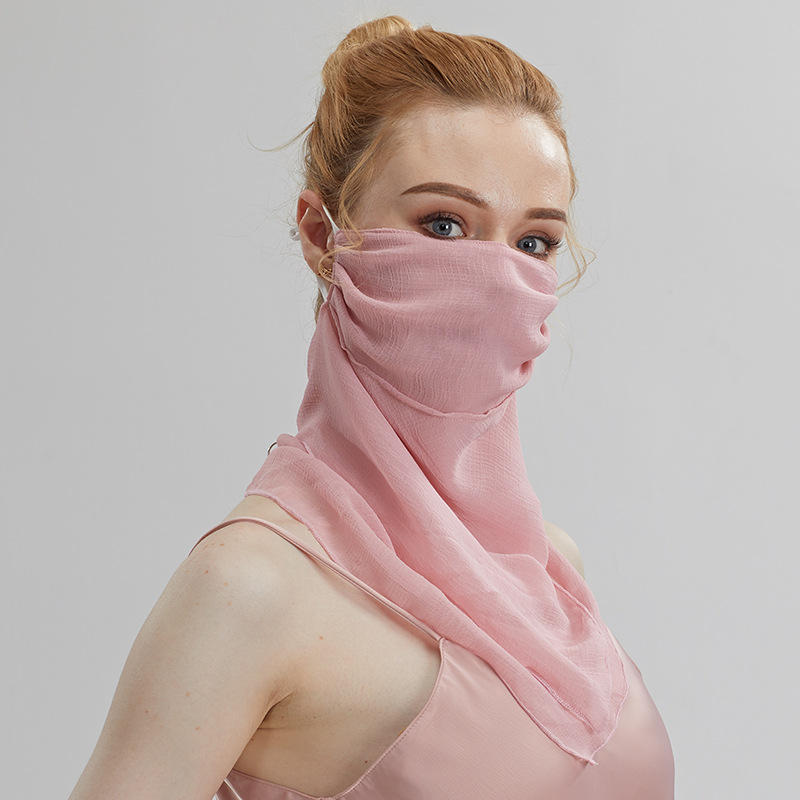 防晒护颈遮阳防紫外线骑行大面罩夏季雪纺丝巾遮全脸护脖子可水洗