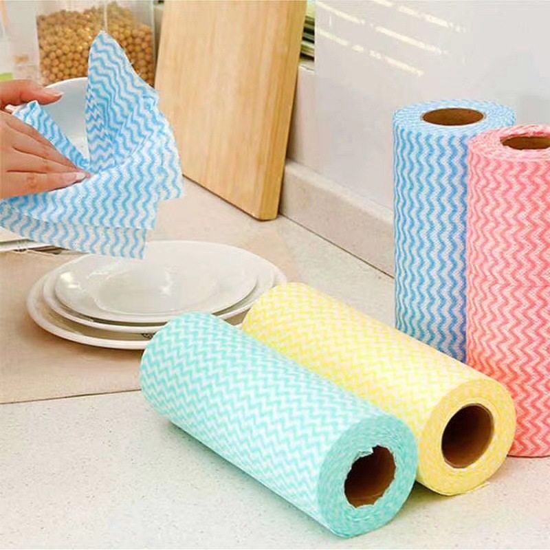 lazy disposable dish cloth mop non-woven fabric towel kitchen roll paper washable linen wet and dry household disposable