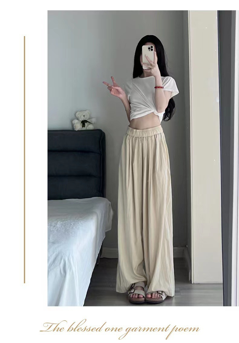 Texture Yamamoto Pants Women's 2024 New Lazy Wind Pleated Casual All-Match High Waist Drooping Straight Wide-Leg Pants Women Clothes