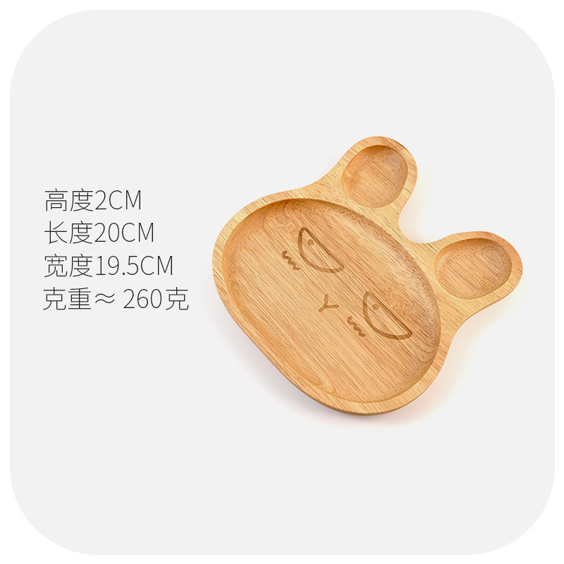 Wooden Cute Cartoon Rabbit Expression Tray Creative Solid Wood Cup Plate Household Baby Children Breakfast Plate Ornaments