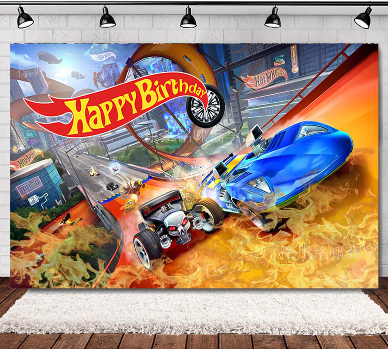 亚马逊火焰赛车大脚车总动员儿童生日派对拍照摄影背景布男孩游戏