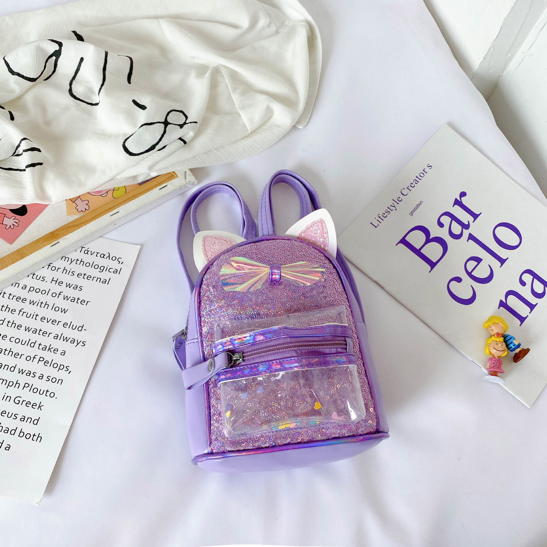 Children's School Bag Sequin Backpack Colorful Shiny Girl Baby Cute Cartoon Stylish Princess Bag Small Bookbag