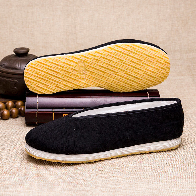 包邮老北京布鞋男款纯手工麻绳纳底千层底布鞋男透气懒人开车鞋黑