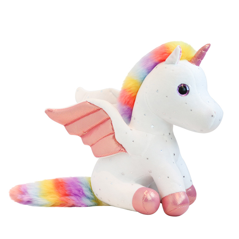 Cross-Border E-Commerce Angel Unicorn Rainbow Horse Children's Gift Doll Crane Machine Plush Toy Doll Keychain