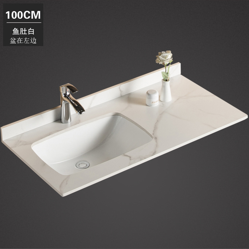 人造石大理石纹路岩板台下盆浴室柜台盆洗漱脸盆半嵌入式一体