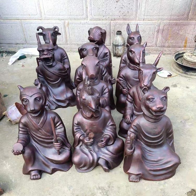 纯铜圆明园十二生肖兽首兽头喷水雕塑国宝兽面人身铜雕像摆件