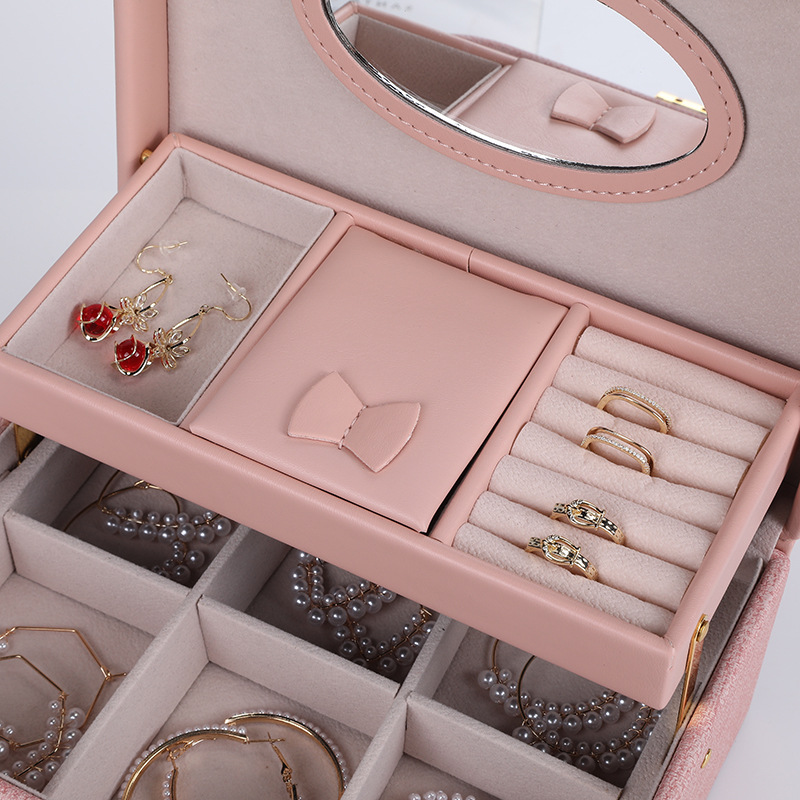 Korean Style Indie and Minimalism Pu Layered Earrings Jewelry Box High-End Wedding Birthday Gift Box Necklace Ring Storage