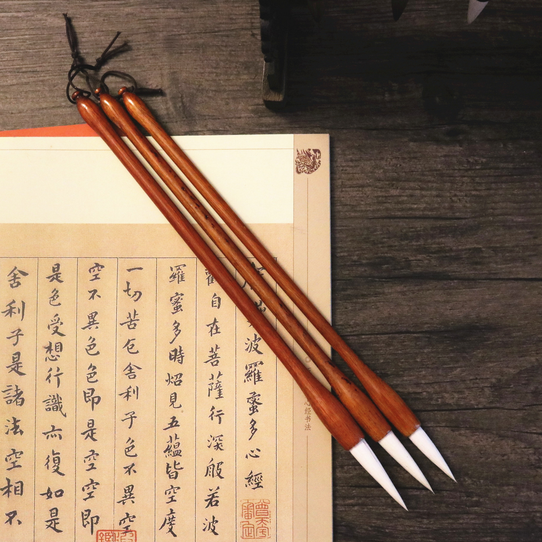 厂家批发文房四宝木杆羊毫毛笔学生初学者国画书法基础练习用品