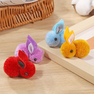 毛球毛绒头饰品材料包配件厂家现货小兔子手工制作发夹发箍发圈