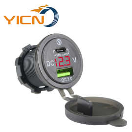 摩托车汽车改装车充 QC3.0 +PD充电器 type-c口智能分流USB车充