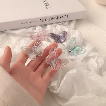 超仙网红炫彩蝴蝶发夹后脑勺夹水晶夹子边夹刘海夹韩国网红头饰女