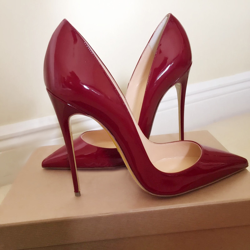 2022新款红色漆皮12cm情趣高跟鞋细跟性感尖头浅口大码女鞋-阿里巴巴
