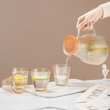 高硼硅玻璃花茶壶五件套家用冷水壶水杯锤纹水具套装店庆活动礼品