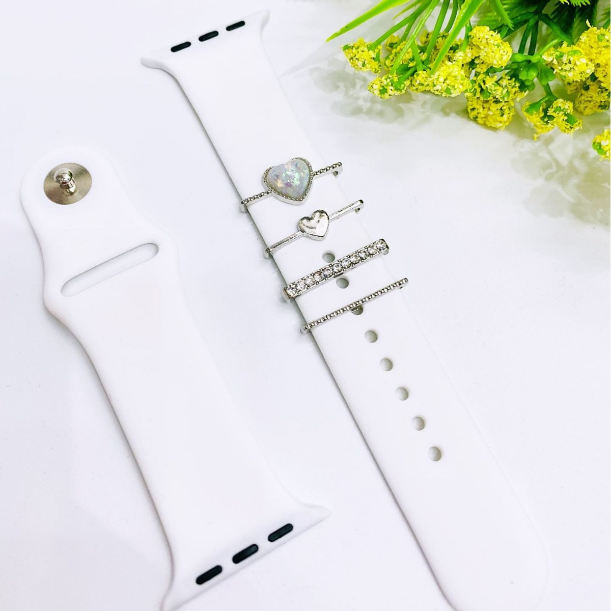 Foreign Trade Cross-Border Suitable for Apple Watch Strap Silicone Decorative Nail Alloy Resin Love Accessories