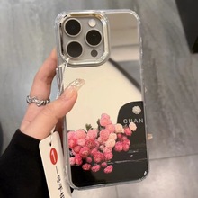 鲜艳玫瑰适用iPhone13手机壳镜面14pro大孔11promax防摔7/8少女15