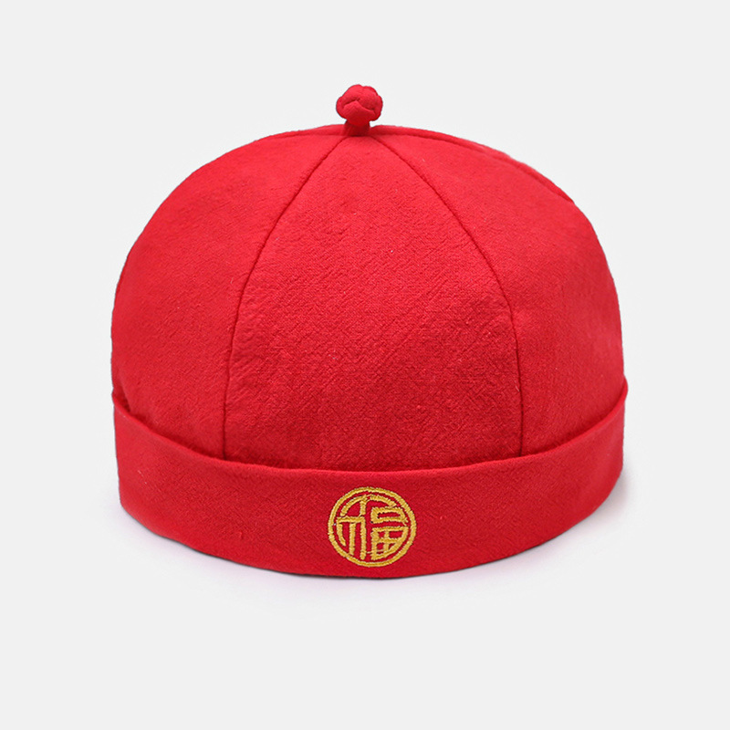 新款唐装帽瓜皮儿童帽地主帽亲子帽抓周周岁帽纯棉时尚洋气mz5210