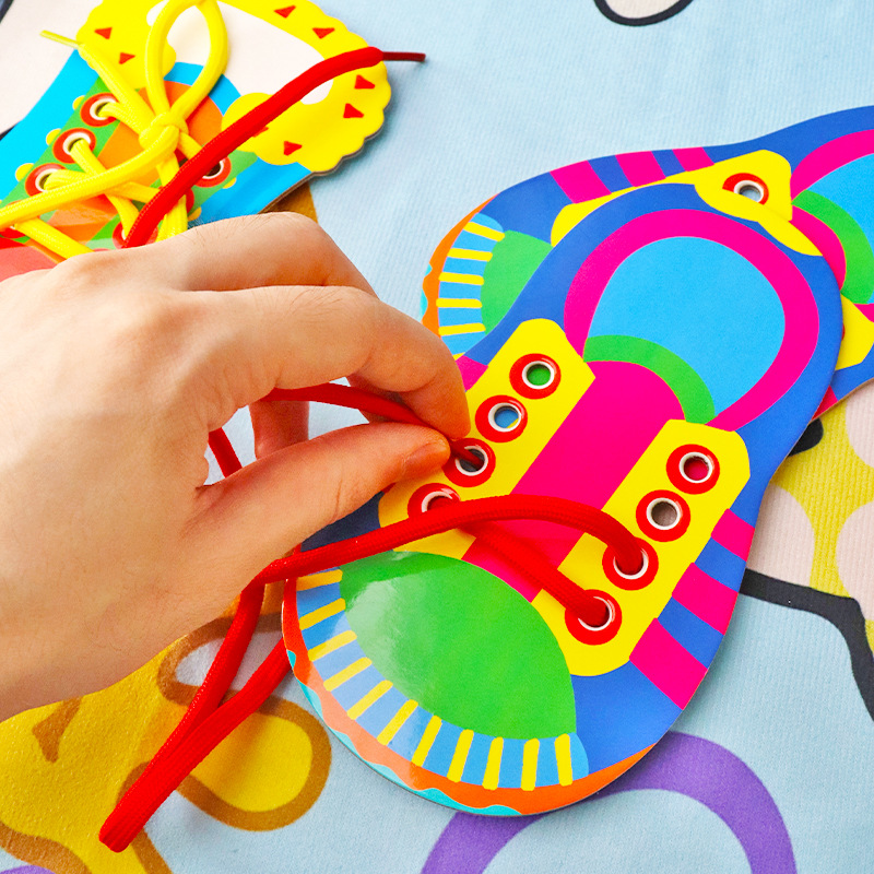 系鞋带练习宝宝儿童手指精细动作训练穿绳玩具幼儿园自理能力教具