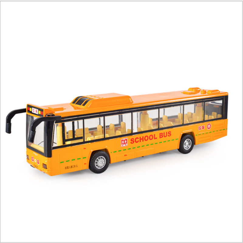 铠威发光发声仿真合金汽车模型儿童校园巴士车玩具小学生礼盒套装