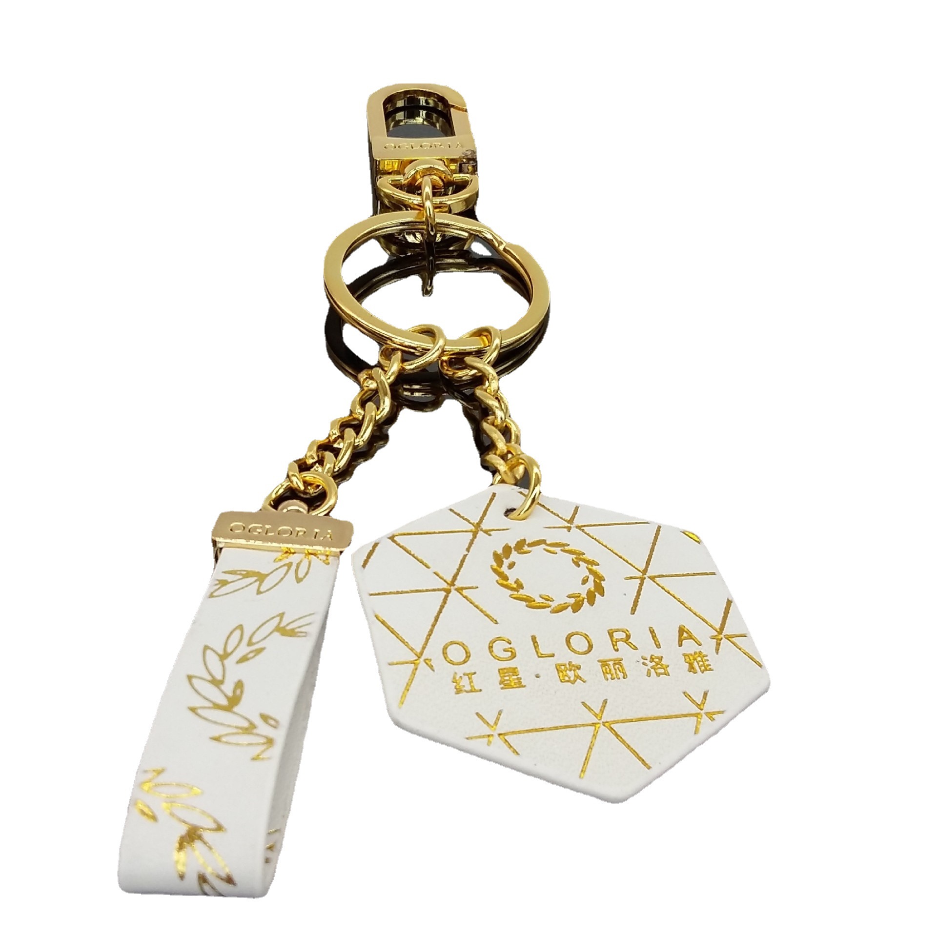 电影节礼品奖品小金人拍板摄影机钥匙扣 烫金印花纹皮革钥匙扣