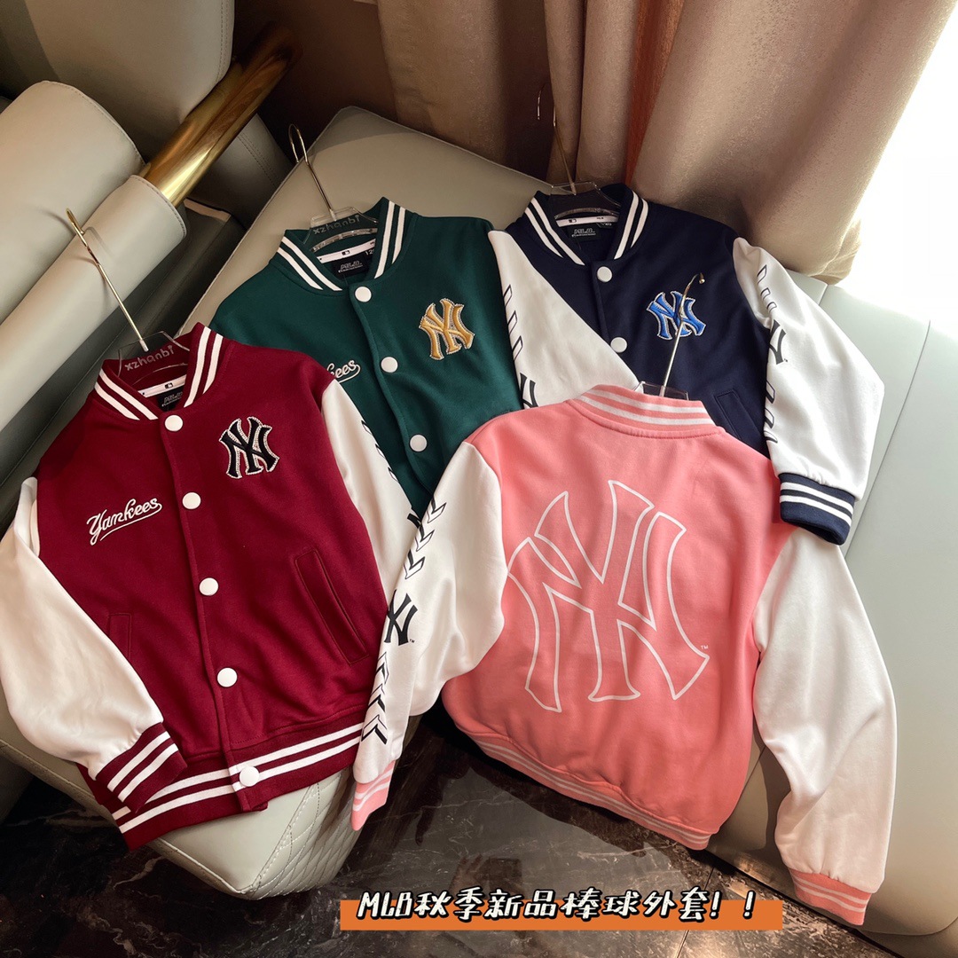82002 韩国潮牌mlb棒球服外套 外贸童装 ny秋季新款四色立领外套