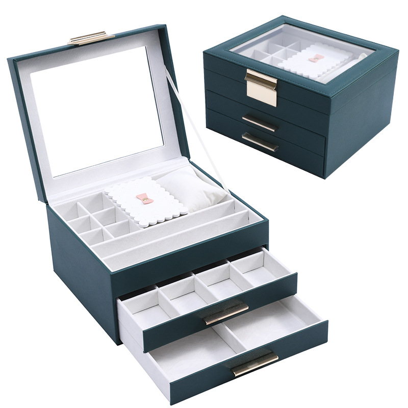 2023 New Jewellery Box Storage Large Capacity Bracelet Ring Necklace Earrings Eardrops Storage Box Household