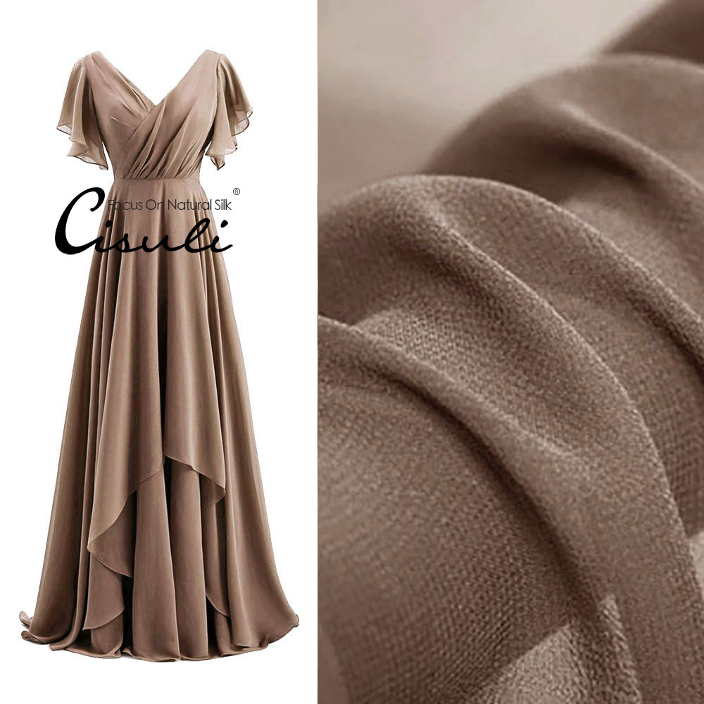 100%真丝乔其纱10姆米140cm宽幅桑蚕丝薄纱汉服连衣裙礼服面料87