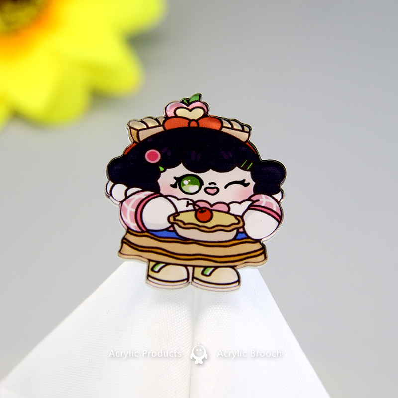 Egg Puff Party Surrounding the Game Acrylic Brooch Cute Cartoon Badge Primary School Student Ornament Schoolbag Pendant Accessories