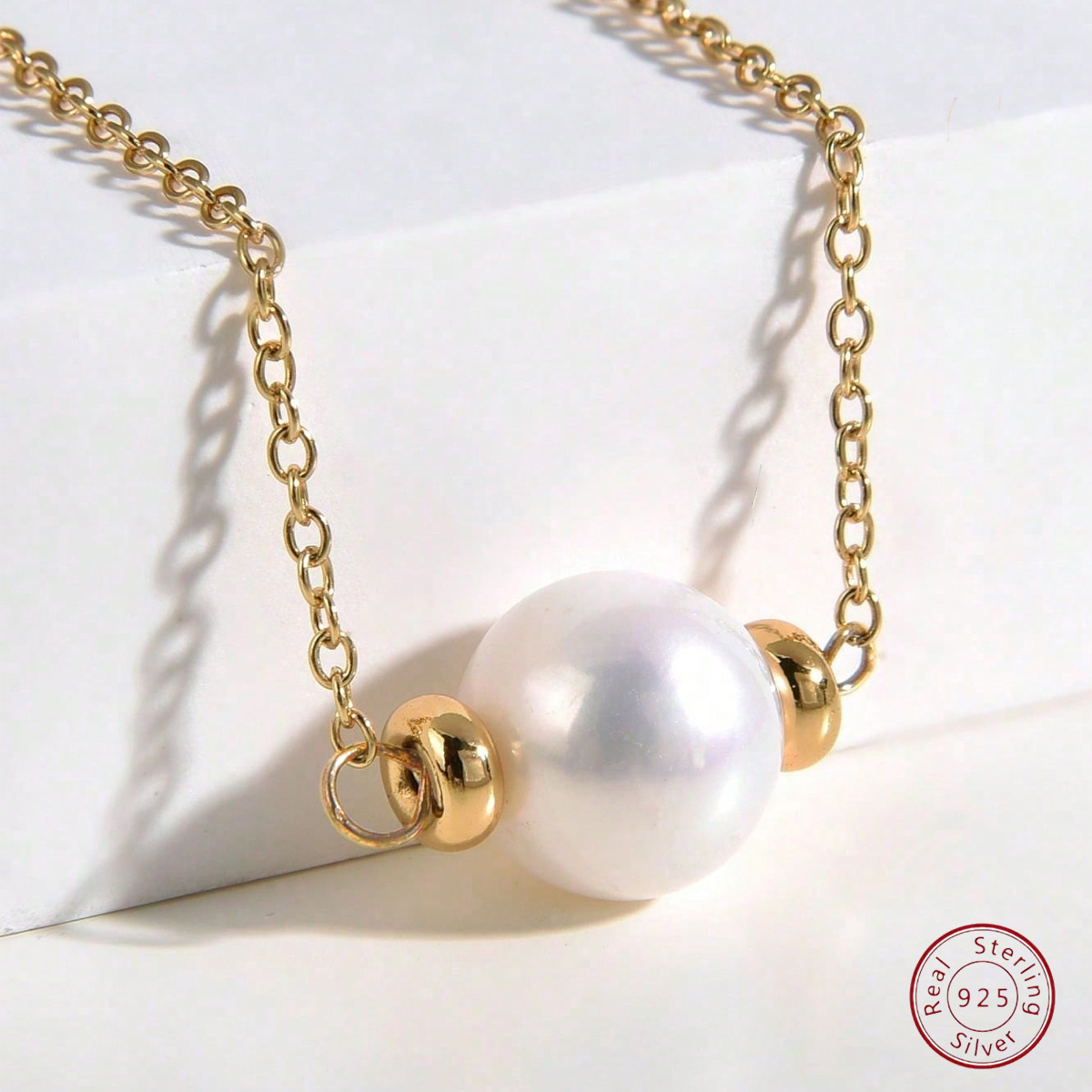 925纯银天然珍珠项链小众轻奢设计单颗珍珠项坠女士精致温柔饰品