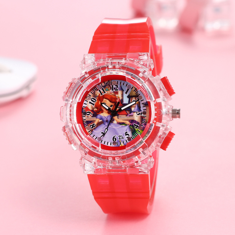 Princess Sophia Series Children's Watch Pointer Led Luminous Colorful Light Watch Boys and Girls Student Watch