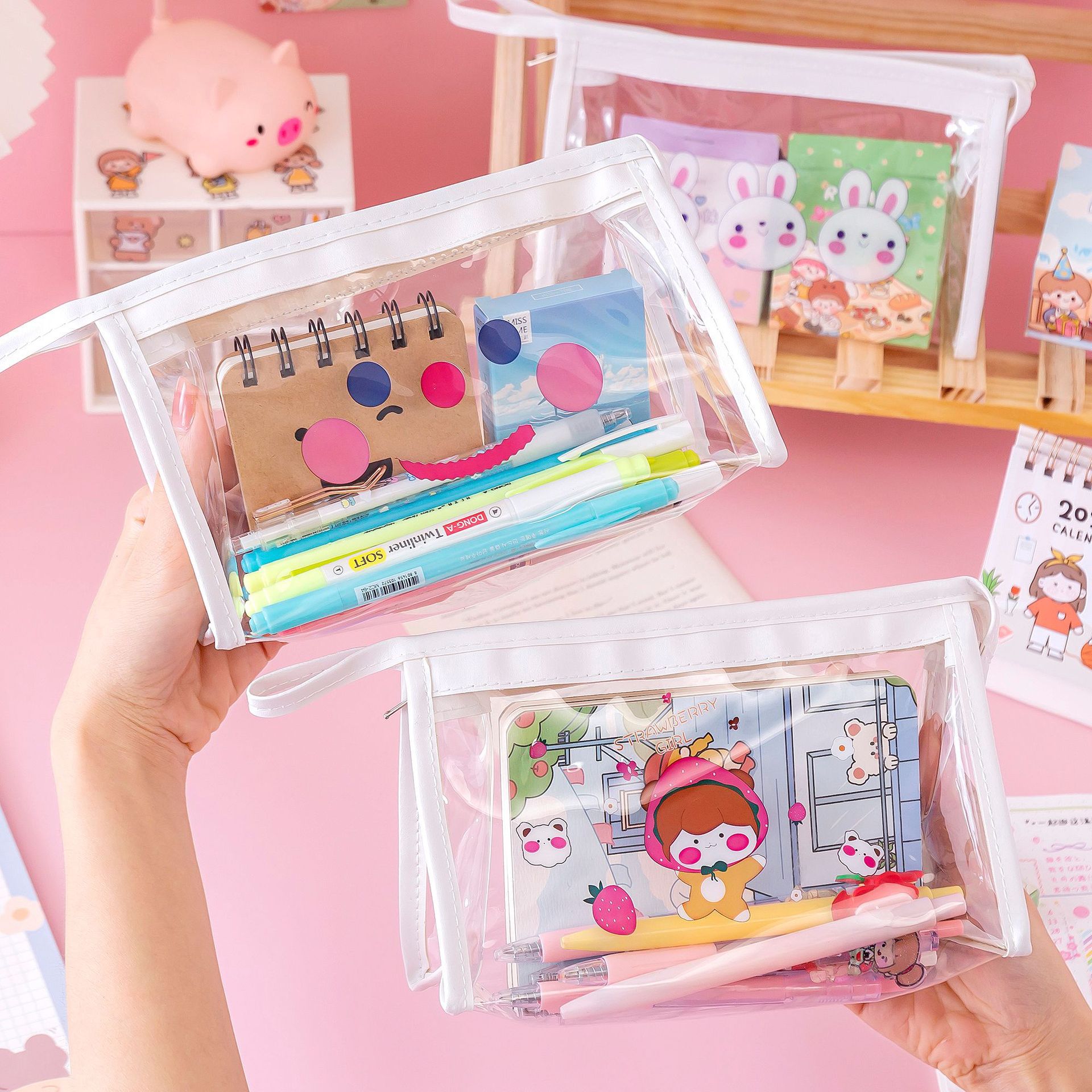 创意透明笔袋大容量初中生高中生小学生文具袋考试学生用化妆包袋