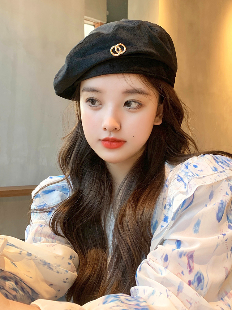 贝雷帽女初秋薄款时尚网红款ins潮韩版2021新款大头围百搭帽子潮