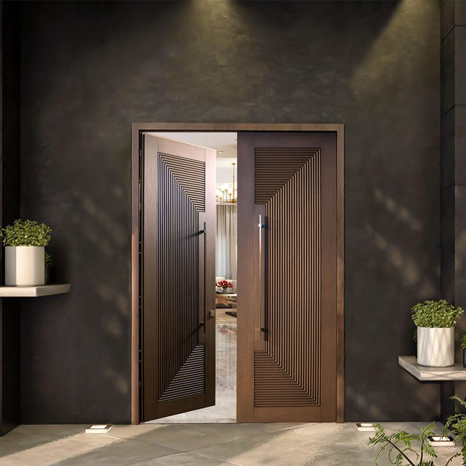 佛山工厂批发原木平开门原木双开大门沙比利木门红橡菠萝格烤漆门