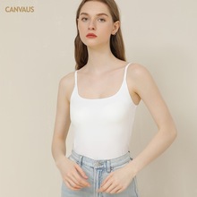 CANVAUS吊带背心白色女夏季U型领内搭外穿美背带胸垫黑色抹胸上衣