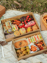 野餐盒子一次性餐盒户外露营春游轻食便当寿司网红牛皮纸打包盒