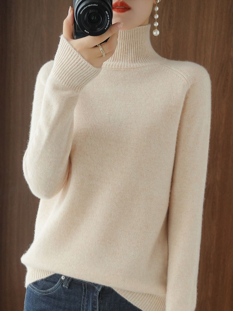 Wholesale Autumn and Winter Lazy Sweater Women's Small Stand Collar Loose Large Size Pullover Knitted Bottoming Shirt Sweater Women's Thick