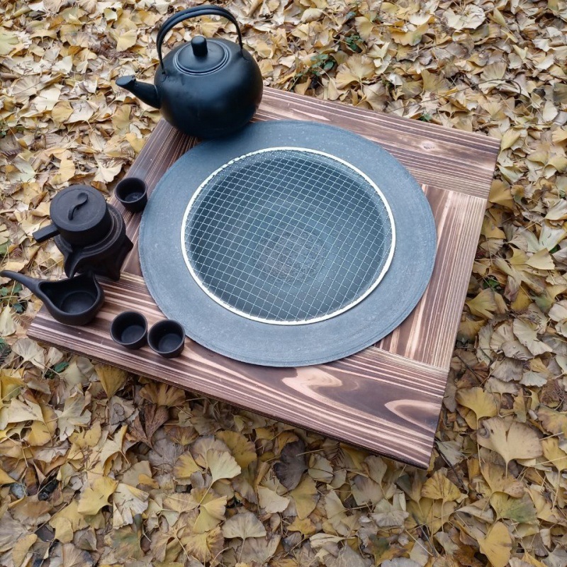 茶桌实木老式烤火盆铸铁炭火盆家用冬季烤火炉室内炭盆烧烤架碳盆