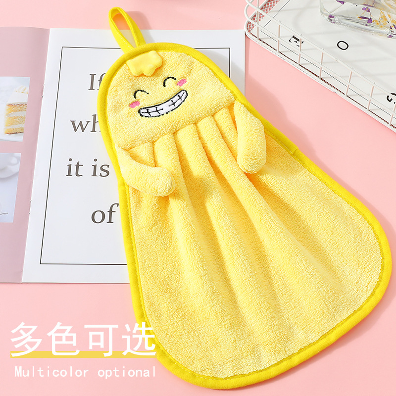 Coral Fleece Hand Towel Kitchen Bathroom Hand Washing Hand Cleaning Cloth Cute Child Absorbent Hanging Hand Towel