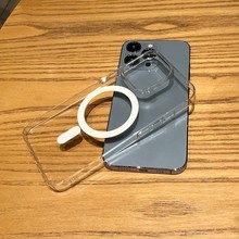 苹果15proMax透明手机壳PC硬保护套磁吸充电适用iPhone14高透防摔