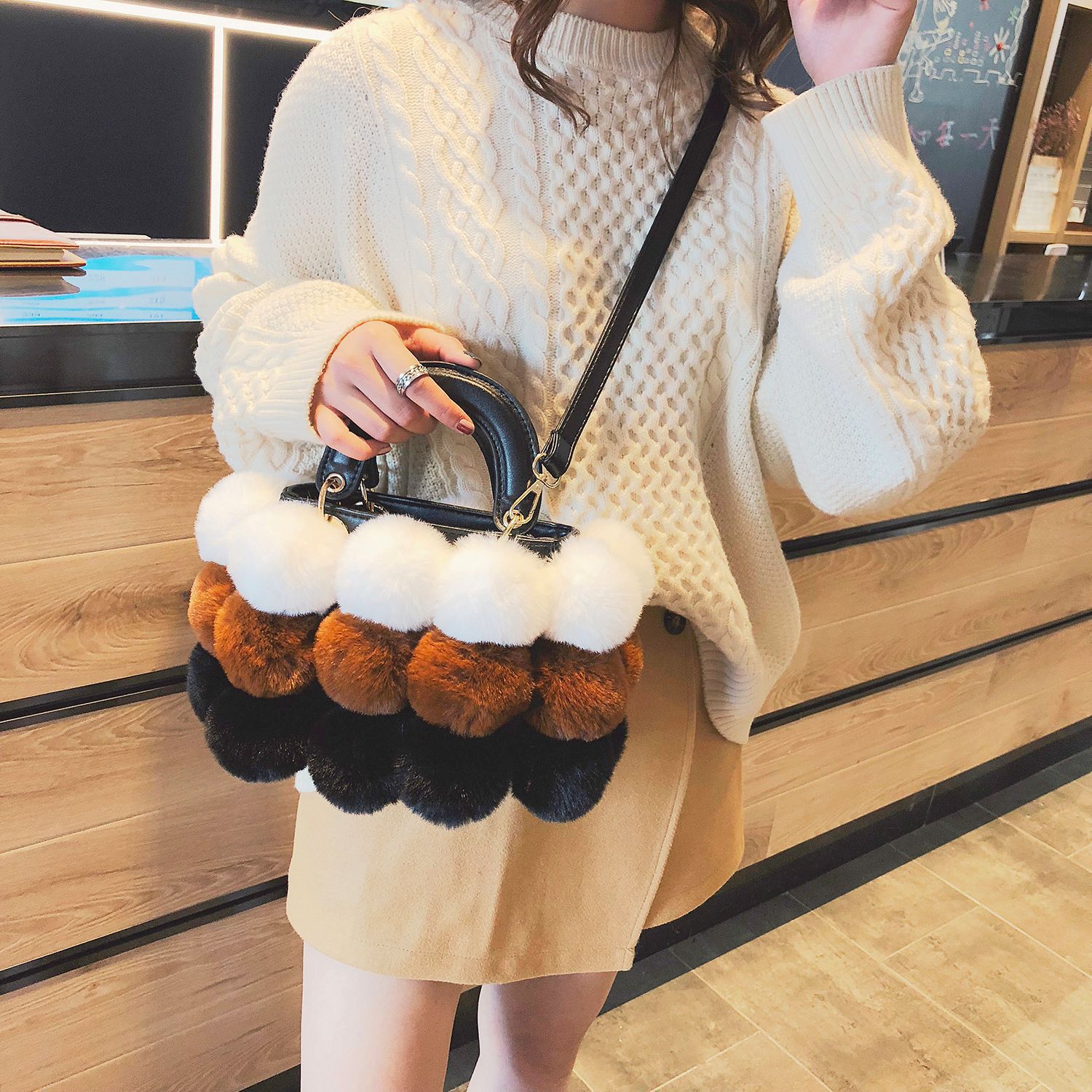 Plush Women's Bag Ins New Bags Winter Plush Shoulder Bag Sweet Personality Ins Handbag Trendy Crossbody Bag